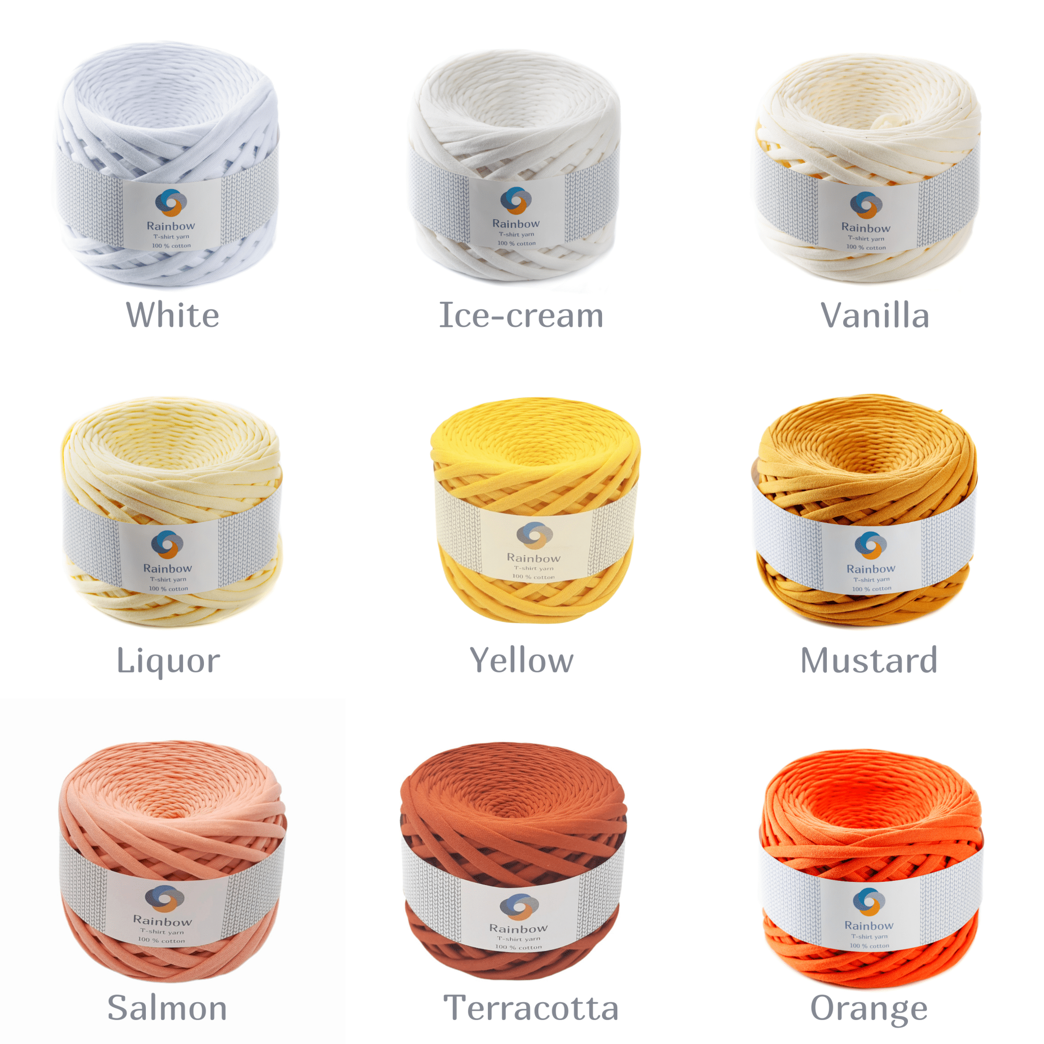 T-shirt yarn, 100m, 7 - 9mm, cotton fabric yarn White | Knitting yarn shop / dzijas veikals