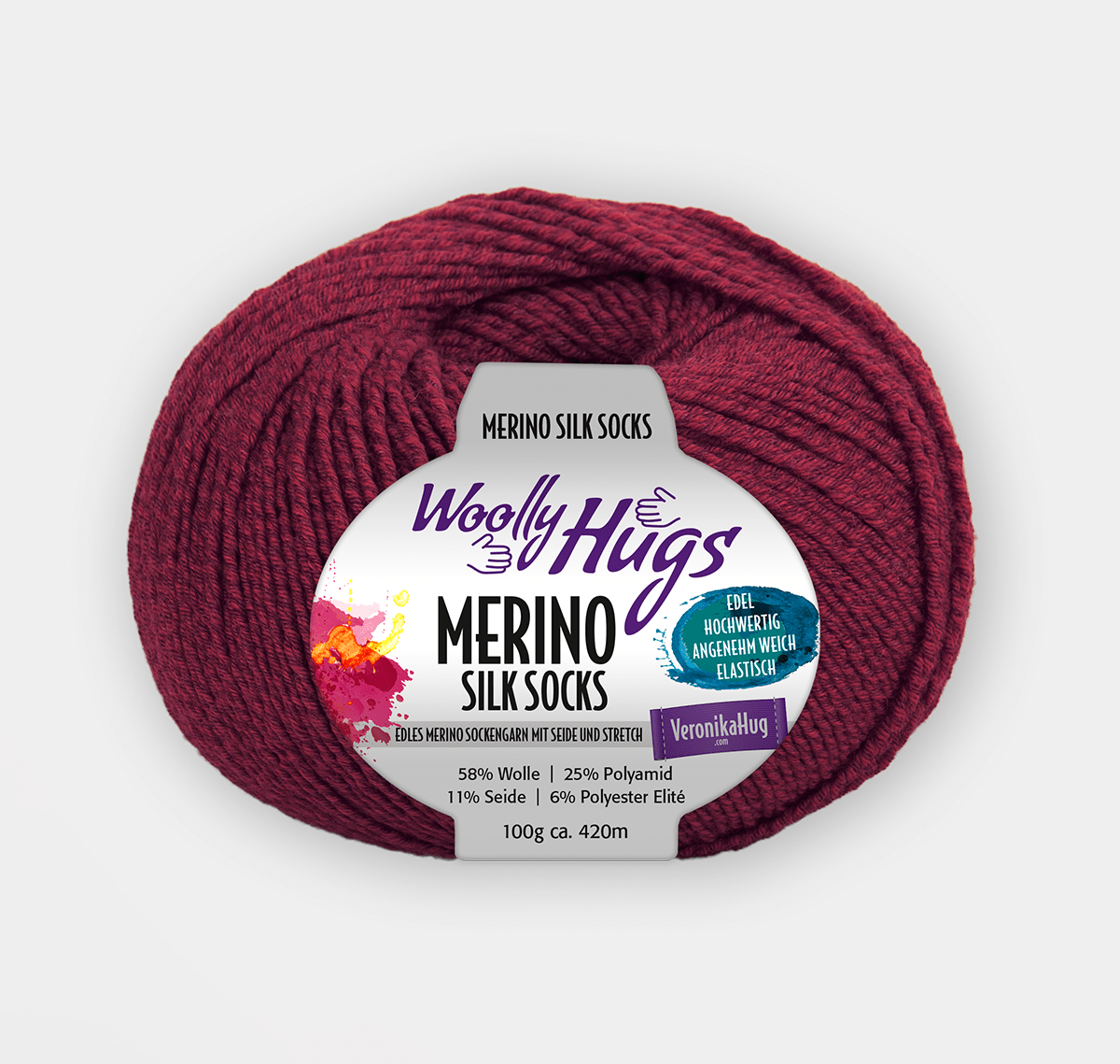 WOOLLY HUGS Merino Silk Socks Yarn 238 Bordeaux | Knitting yarn shop / dzijas veikals