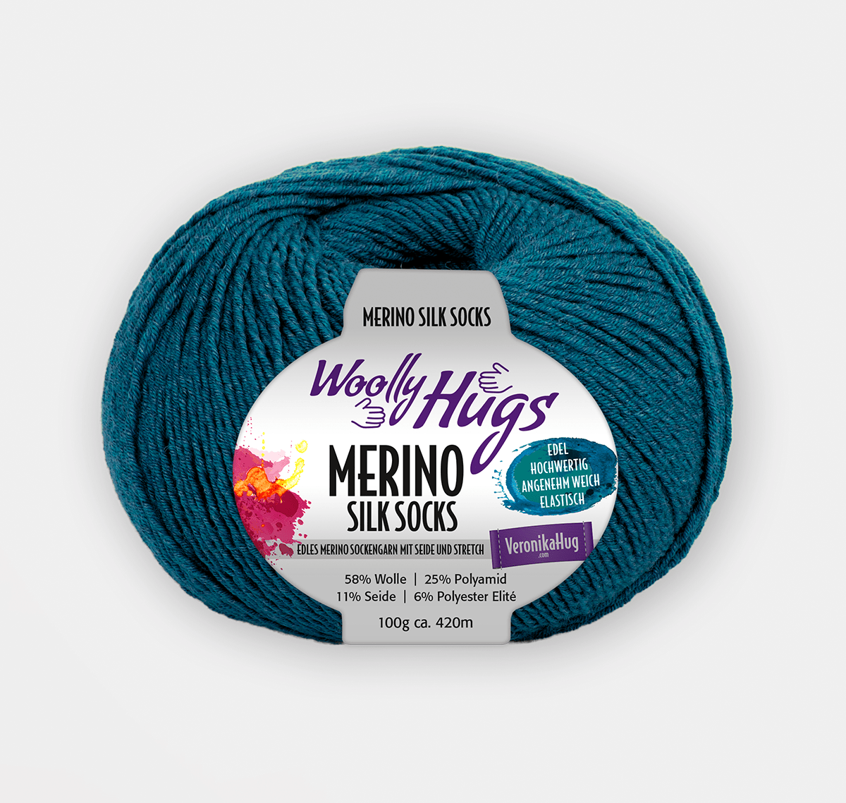 WOOLLY HUGS Merino Silk Socks Yarn 266 Emerald | Knitting yarn shop / dzijas veikals