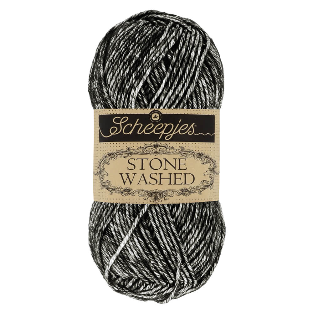 Scheepjes Stone Washed Yarn, 50g 803 Black Onyx | Knitting yarn shop / dzijas veikals