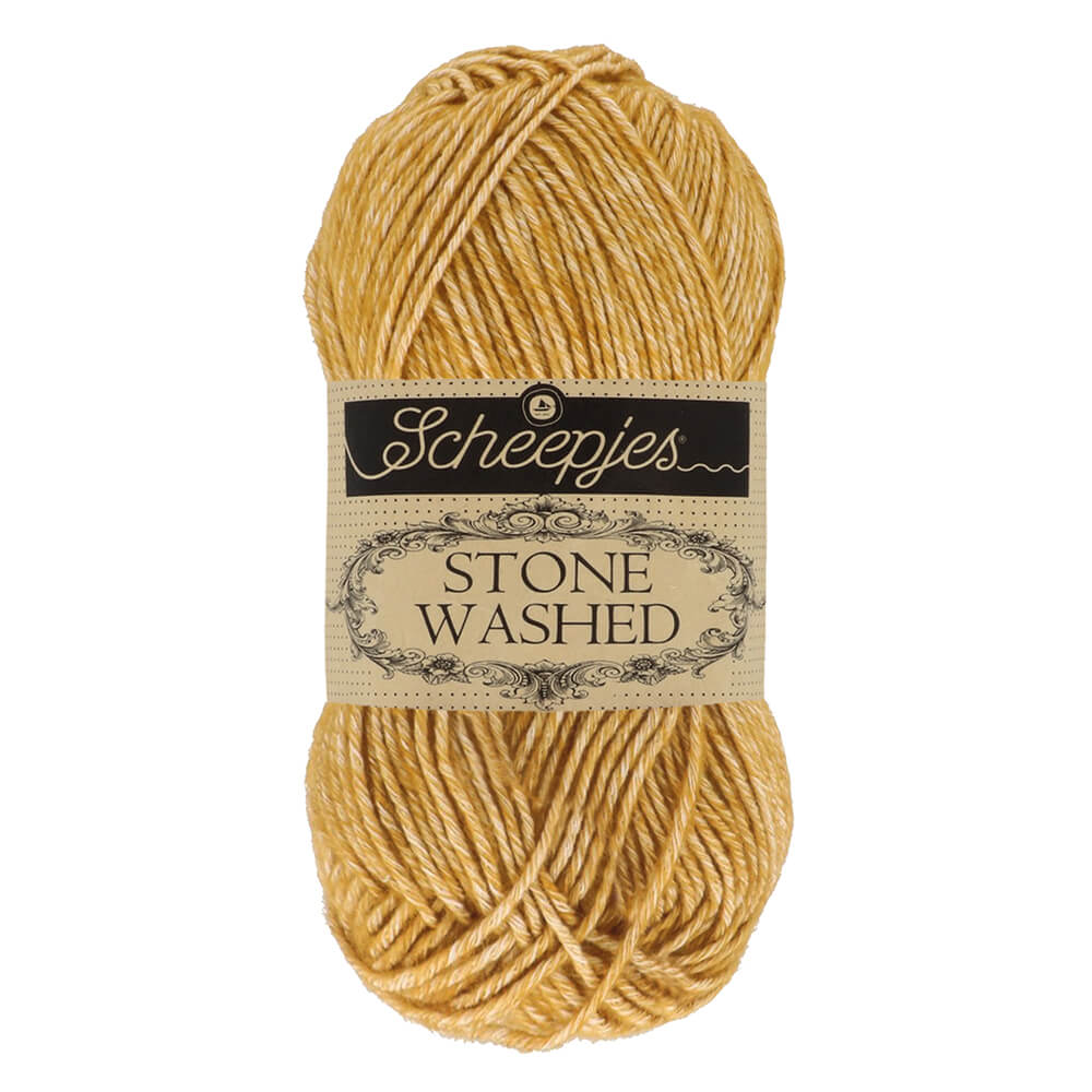 Scheepjes Stone Washed Yarn, 50g 809 Yellow Jasper | Knitting yarn shop / dzijas veikals